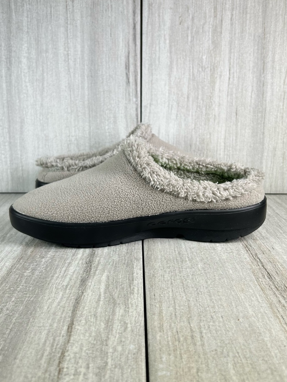 WORN 1X OOFOS OOcoozie Slip-On Clog in Light Gray with Black Sole Men's Size 9 - Picture 5 of 11